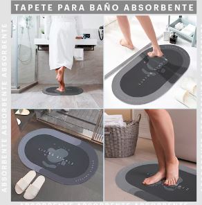 ALFOMBRA DE BAÑO ABSORBENTE, SUAVE, SEGURA Y SECADO RAPIDO✅