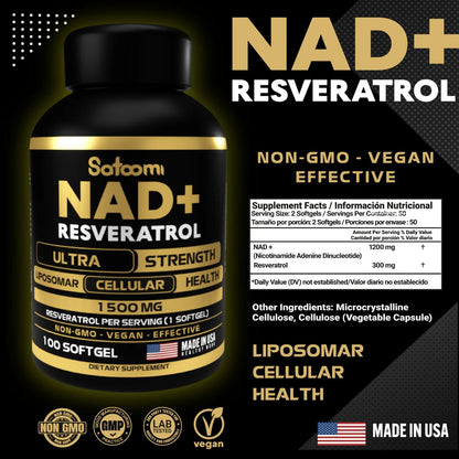 🍇💊 RESVERATROL NAD+ 100 CÁPSULAS - SATOOMI ✨💖